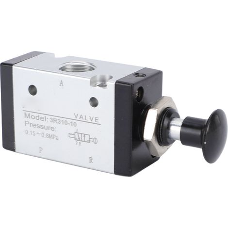 Vanne pneumatique 3 voies, 2 positions à commande manuelle par levier pour le contrôle de l'air, filetage NPT 3/8", solénoïde à action directe manuelle pour le système. (1/5)