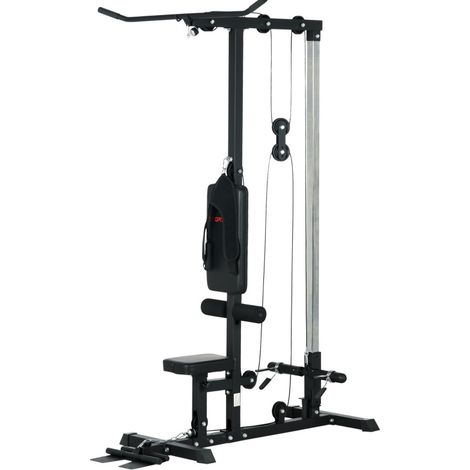 Estación multifunción de entrenamiento en casa de acero negro, sin pesos y asiento regulable (1/5)