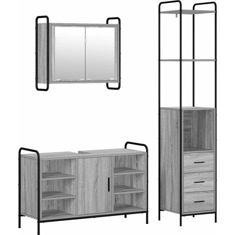 Juego de Muebles de Baño 3 uds. Sonoma gris 40 x 36 x 200,5 cm vidaXL (1/5)
