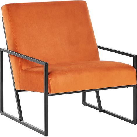 Fauteuil Moderne Glam Cadre en Métal et Revêtement en Velours Orange Delary (1/5)