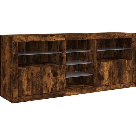 Credenza cassettiera mobile contenitore organizer cucina soggiorno salotto con luci LED 1815 x 37 x 67 cm marrone 020029876