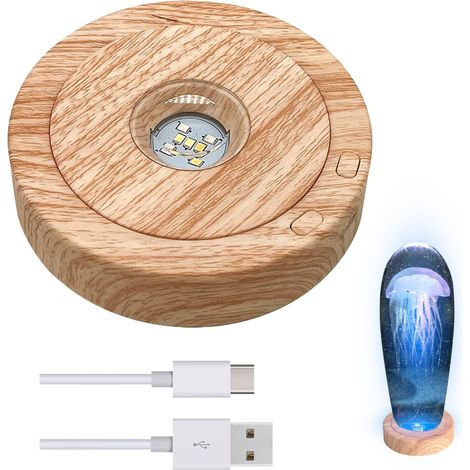 Base d'affichage rotative à LED, Socle d'affichage LED de 11,5 cm, Type C et Chargement de la Batterie, 8 Modes d'éclairage, Base Lumineuse rotative Multicolore pour Boules de Cristal en Verre (1/5)
