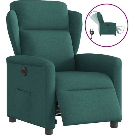 Maison Exclusive - Poltrona Elettrica Reclinabile Verde Scuro in Tessuto (1/5)