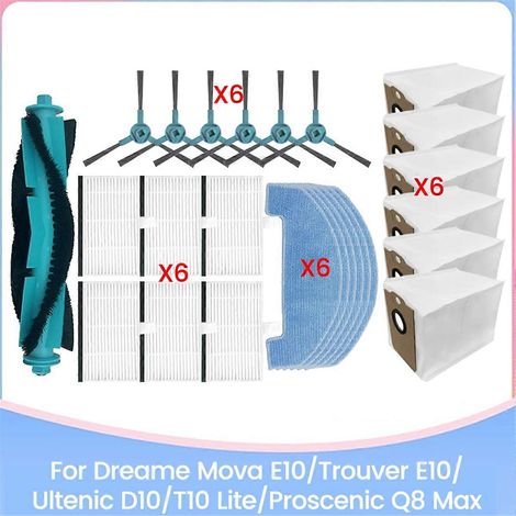 Pièces détachées pour aspirateur E10/Trouver E10 D10/T10 Lite Q8 Max : brosse, filtre HEPA, sac à poussière, serpillière (1/5)