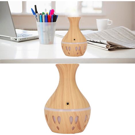 Diffuseur d'huiles essentielles 300 ml, aspect bois, alimentation USB, LED 7 couleurs, humidificateur silencieux pour chambre ou bureau (1/5)
