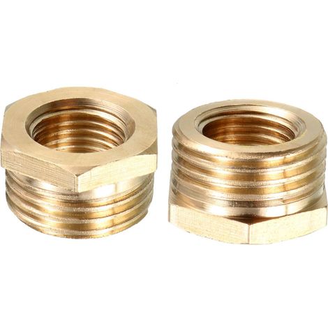 Lot de 2 Raccord de Tuyau en Laiton 1/2 Pt Mâle x 1/4 Pt Femelle, Doré (1/5)
