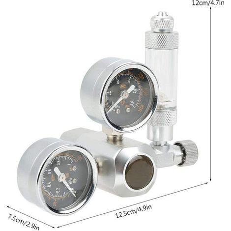 Régulateur de CO2 pour Aquarium Double Manomètre Électrovanne Diffuseur de Dioxyde de Carbone avec Compte-bulles et Clapet Anti-retour