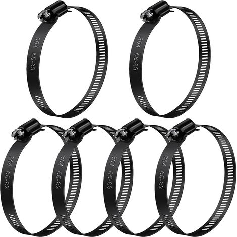 Collier de serrage inox diam.ext. 65‑89 mm pour tuyaux 6 pcs noir Collier de serrage inox adaptés à la maison, au jardin, piscines ainsi qu’aux petits équipements domestiques. (1/5)