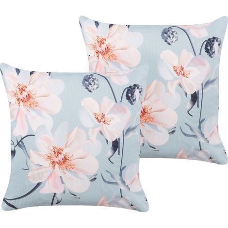 Conjunto de 2 cojines de jardín almohada de exterior 45 x 45 cm poliéster estampado floral multicolor Apricale