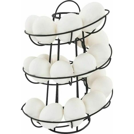Soporte para huevos - Dispensador en espiral moderno y lujoso - Organizador de almacenamiento de huevos de gallina de alambre independiente para encimeras de cocina - Negro