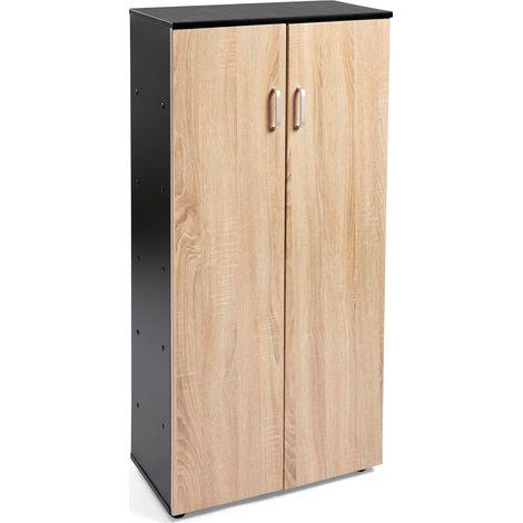 Zapatero Librería de Dos Puertas 124x60x32,50 cm Taupe-Negro (1/5)