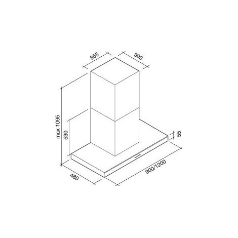 Falmec Lumina NRS. Potenza massima di estrazione: 800 m³/h, Rumorosità (velocità bassa): 33 dB, Rumorosità (velocità alta): 51 dB. Tipo: Cappa aspirante a par... - LUMINA120INOX - CLMN20.00P2NEUI490F (1/3)