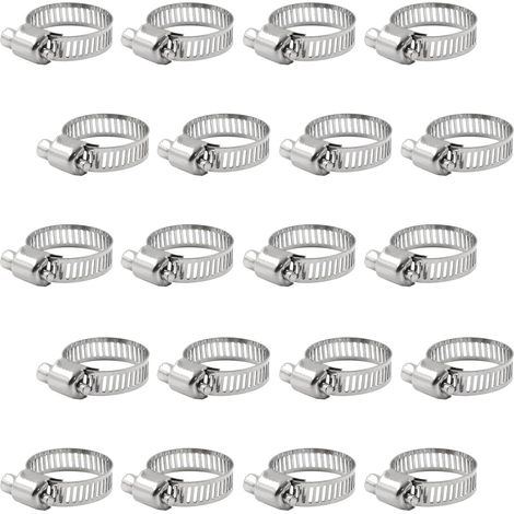 Lots de 20 colliers dans l'aquarium de 304, diamètres 5/8" - 1", réfrigérés, ailettes visqueuses, réparation de tuyaux, sescheurs, tubes et conduits de carburant. (1/5)