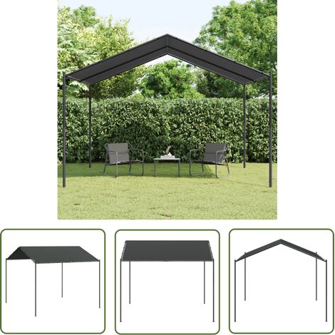 The Living Store Tente à auvent anthracite 4x4 m acier et tissu - Tente D'extérieur - Gazebo - Abri Solaire - Parasol - Jardin (1/6)