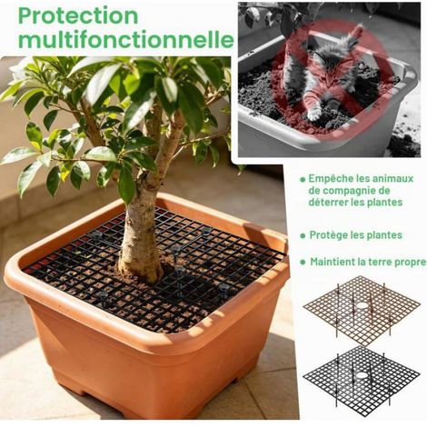 Grille protection pot 30 cm - lot 4 pièces ABS non toxique, intérieur et extérieur, protection chat (1/5)