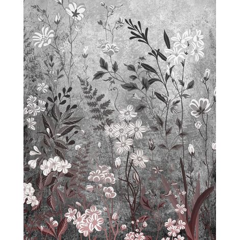 papier peint panoramique fleurs gris - Komar (1/3)