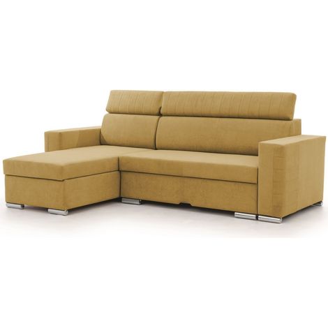 Ecksofa Schlafsofa Sofa CANTON in Stoff Camelia Senfgelb Ottomane Links (1/5)