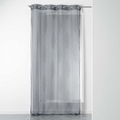 Rideau Voilage à Œillets "Grigri" 140x240cm Anthracite (1/3)