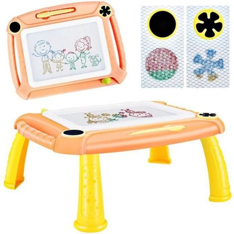 Tableau De Dessin Magnetique - 30 x 23 cm - Pieds Detachables - Pour Enfants A Partir De 3 Ans - Orange - 1 Unite (1/4)