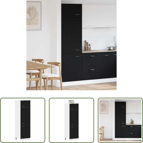 Rangement cuisine -  Armoire suspendue avec étagère Lyon Chêne noir 60 x 31 x 207 cm (1/5)