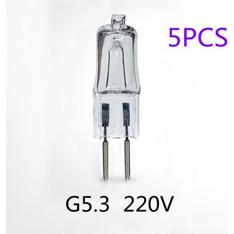 Ampoule G5.3 - 220 V - Verre - Blanc Chaud - 20 W 35 W 50 W 75 W 100 W - Lot De 5
