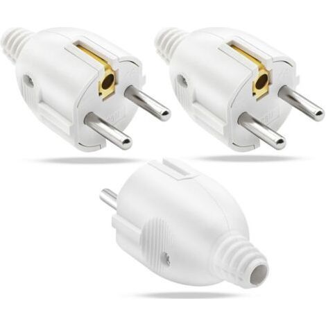3 Sets Male Electrical Socket Kit, Male Electrical Plug, 250V 16A Male Socket, Waterproof Power Pin Male Plug, White (1/5)