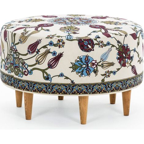 Pouf en bois "Rimini" - 65 x 65 x 40 cm - Blanc