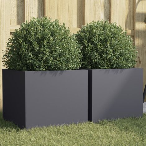 vidaXL Fioriere 2 pz Antracite 32x30x29 cm in Acciaio
