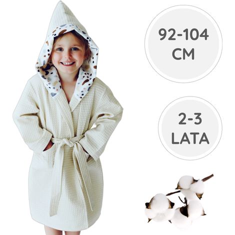 Accappatoio BabyU in cotone, da spiaggia, con tasche, in mussola, con cappuccio, 92-104 cm (1/5)