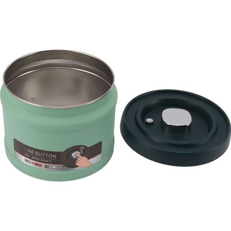 Boîte de conservation alimentaire hermétique en acier inoxydable, type presse sous vide pour thé, café, haricots, farine, céréales, sucre, menthe verte 1100ML 14.2x11.5cm (1/5)