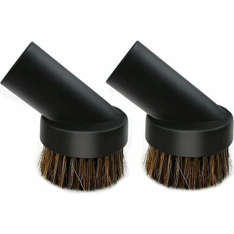 RHG Brosse à poussière ronde noire, poils en crin de cheval, accessoire universel pour aspirateur 32/35 mm. (1/5)