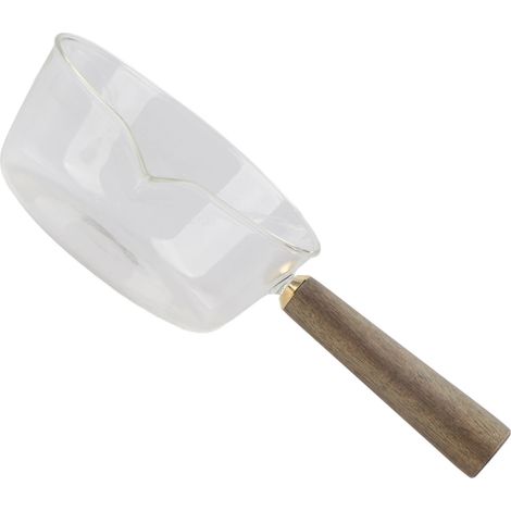 Elegante Milchkanne aus Glas mit Holzgriff, V-förmigem Ausguss, 400 ml/600 ml, Küchenutensil, 600-ml-Milchkännchen (1/5)