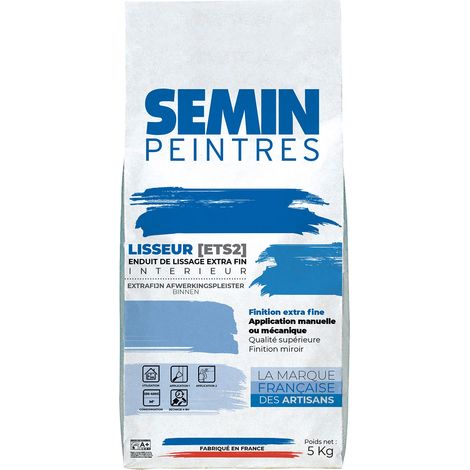Semin – Enduit de lissage extra fin en poudre pour finition murs intérieurs – Sac de 5 kg – Application au couteau à enduire – Excellente qualité d'application (1/5)