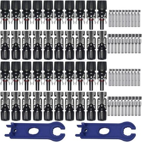 Ouylaf – Lot de 20 connecteurs MC4 solaires mâle/femelle – Étanchéité double anneaux – Câbles 2,5 à 6 mm² – Montage rapide sans outil (1/5)