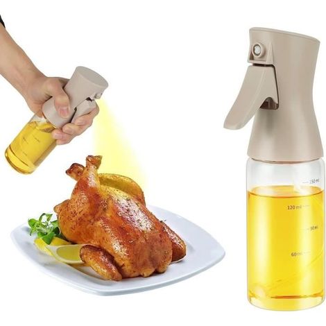 Spray Huile Cuisine 150ml, Beige Vaporisateur Huile D'Olive,Avec Lignes Graduées Pulvérisateur D'Huile Cuisine en Verre Vaporisateur (1/4)