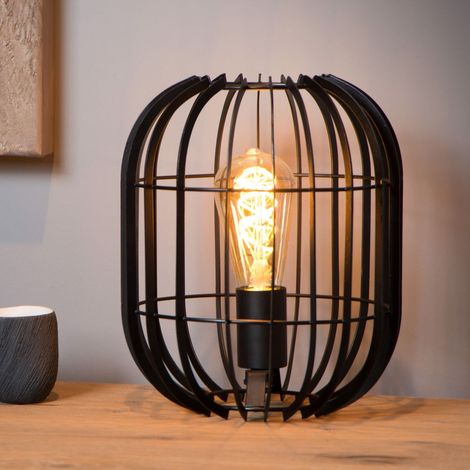 Lucide REDA - Tischlampe - Ø 22 cm - 1xE27 - Schwarz (1/5)