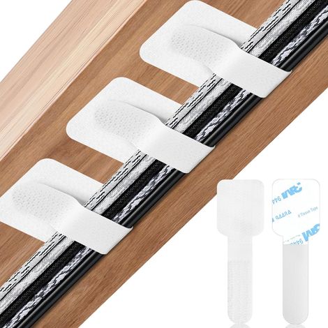 Attache cable adhesif organisateur de cable clips cables 100Pcs cable management bureau clip cable adhesif cable(Blanc) (1/5)