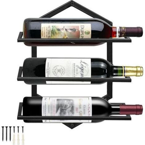 Porte-Bouteilles Mural en métal, Porte-Verres à vin à Suspendre, Casier à vin Rouge (1/5)