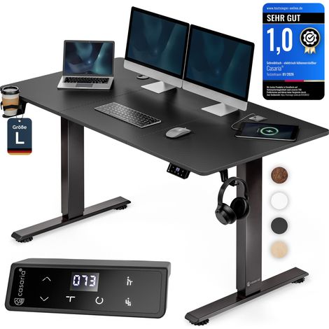 CASARIA® Scrivania Elettrica 120 x 60 cm Ergonomica Regolabile L, Black (en)