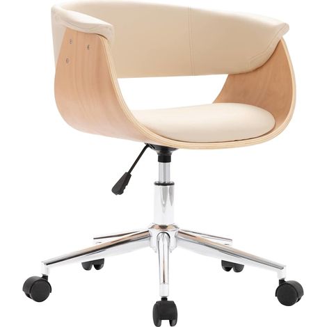 Maison Exclusive - Chaise pivotante à manger Crème Bois courbé et Similicuir (1/5)
