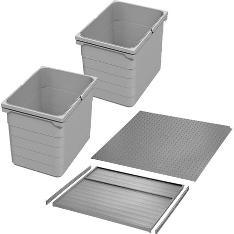 Ninka Abfalltrennsystem eins2vier KB 500 mm (2 x 15L) alugrau für Seitenstärke 16 mm (1/5)