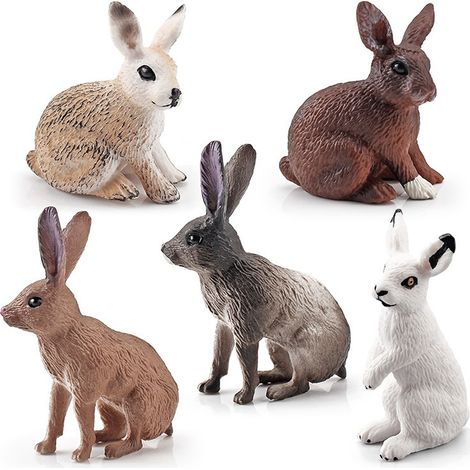 5 Figurines Lapins Mignons pour Jardin - Sculptures Animalières Décoratives, Cadeau Enfant Jouet Ferme Pelouse (1/5)
