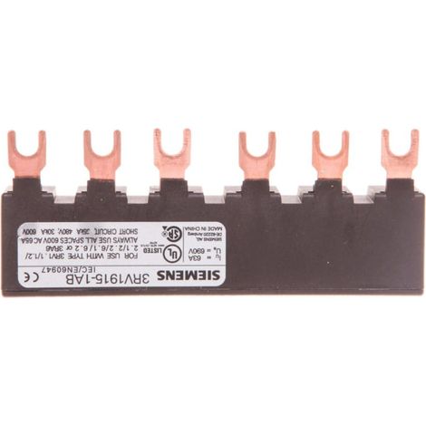 Barra colectora de conexión de horquilla 3P de 6 módulos para 2 interruptores automáticos 3RV19151AB