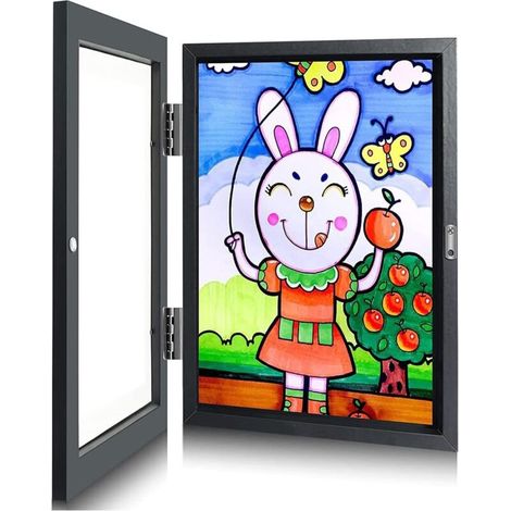 CSPARKV Noir A4 pour Enfants, Cadre Pliant pour Dessins d'enfants, Cadre Photo d'art Acrylique Pliable à Remplir pour Enfants, pour Afficher ou Suspendre Les Oeuvres d'art de Vos Enfants 1 pièce (1/5)