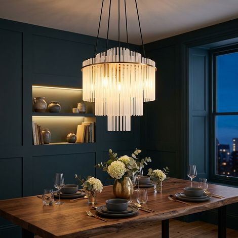 LED Hängeleuchte Pendelleuchte Wohnzimmerlampe 5-flammig Gold Metall Ø 40 cm (1/5)