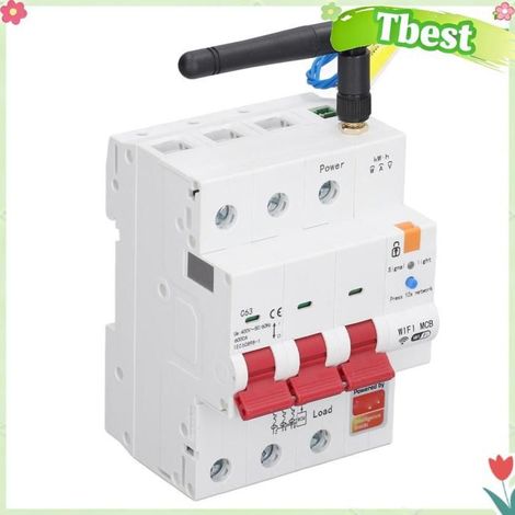 Disjoncteur de mesure WiFi - TBEST - Smart Breaker 3P - 63 A - Télécommande Tuya - PC ignifuge 35.5x75 mm (1/5)