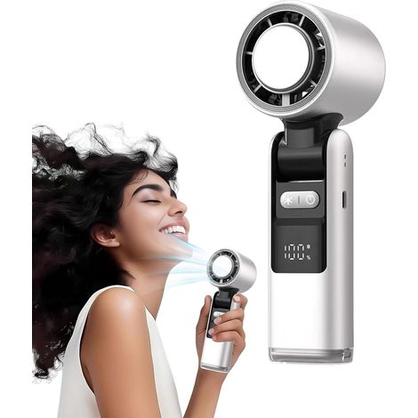 Générique Ventilateur Portatif à Main, Ventilateur Personnel de Bureau Petit à Main, Affichage LED Gadget Rechargeable Pliable Pour Camping Plage Voyage Extérieur (1/5)