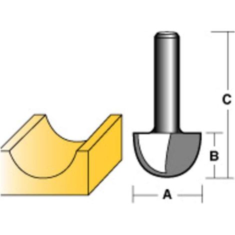 Carbitool - CORE BOX ROUTER BIT 3/8" 1/4" SHANK