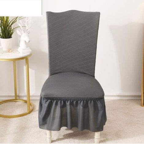 Housse de chaise, 2 pièces jacquard universelle housse de chaise housse de table de banquet (Gris foncé) (1/4)
