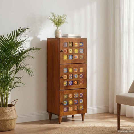 vidaXL Credenza Noce 40 x 33 x 110 cm Legno di mango massello